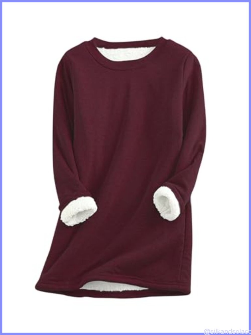 Sherpa Fleece Lined Pullover Crewneck Sweatshirt Slim Fit Winter Warm